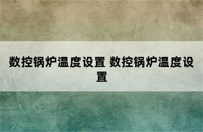 数控锅炉温度设置 数控锅炉温度设置